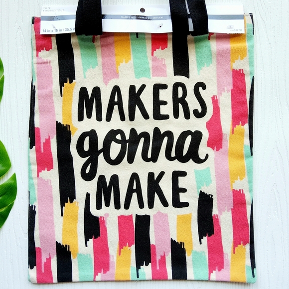 Maker's Gift Makers Gonna Make Reusable Tote Bag with Black Tassel NWT! - Picture 3 of 7